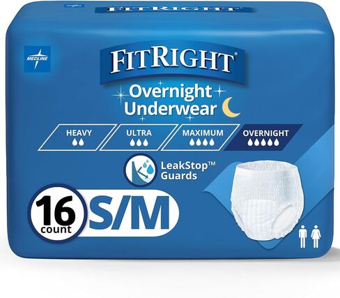 Overnight Unisex Large Underwear, (40-56 in Waist) 14 Count, Maximum All Night Disposable Incontinence Protection, Pull-On Absorbent Underwear for Men and Women, 1 Bag in Saudi Arabia