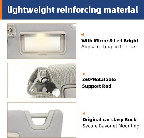 Replacement Left Driver Sun Visor with Beige Illuminated Mirror for Nissan Altima 2013-2018, Replaces OEM 96401-3TA2A in Saudi Arabia