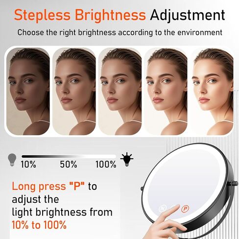 Makeup Mirror with Lights, 20X Magnifying Mirror with Light for Women, 5000 mAh Vanity Mirror with Lights and 3 Colors, 2-Sided Lighted Magnified Mirror for Delicate Makeup, 9 Inch in Saudi Arabia
