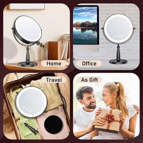 Makeup Mirror with Lights, 20X Magnifying Mirror with Light for Women, 5000 mAh Vanity Mirror with Lights and 3 Colors, 2-Sided Lighted Magnified Mirror for Delicate Makeup, 9 Inch in Saudi Arabia