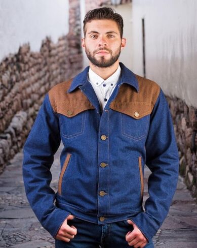 Alpaca Denim Jacket for Men. Only Denim with Alpaca Jacket worldwide! 100% Peruvian Alpaca. US size chart for a great fit! in Saudi Arabia