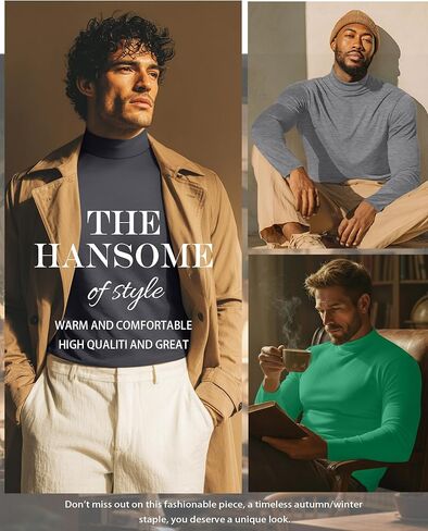 5 Pack Men's Mock Neck Shirts Turtleneck Long Sleeve Tops Pullover Basic Casual Slim Fit T-Shirts Multipack in Saudi Arabia