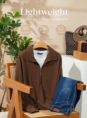 Dokotoo Womens Sweatshirt Waffle Knit Long Sleeve Lapel Half Zip Casual Sweatshits Loose Pullover Tops in Saudi Arabia