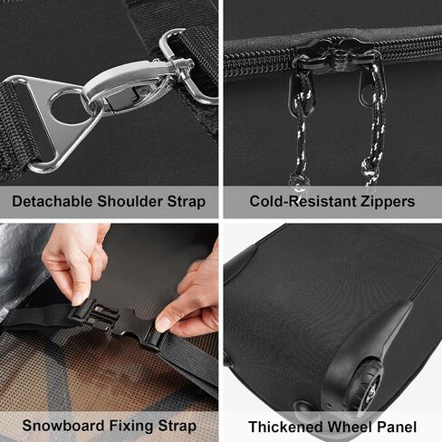 Bosynoy Ski Bag with Wheels, Waterproof Roller Snowboard Bag for Flying Air Travel, 164cm (Extendable to 175 cm) Durable Padded Ski Boot Bag Storage Ski Board Boots, Helmet, Jacket in Saudi Arabia