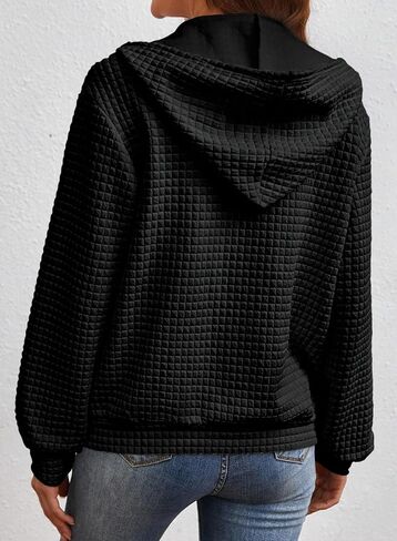 SHEWIN Womens Zip Up Hoodies Oversized Sweatshirt Fall Fashion Outfits 2025 Casual Waffle Hooded Jackets in Saudi Arabia
