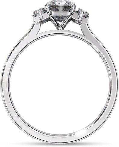 ثلاثة خاتم الخطوبة الخاتم عدو ، مركز 7x5mm eMerald Cut Lab الذي خلق حلقات الوعد Moissanite في 10K / 14K الذهب الصلب أو 925 هدية المجوهرات الفضية الجنيه الاسترليني لها in Saudi Arabia