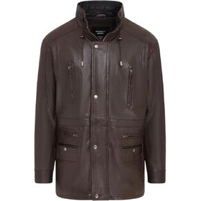 Infinity Leather Men's Classic Green Contrast Soft Supple Suede Buff Overcoat Parka Winter Outdoor Jacket Regular Fit in Kuwait