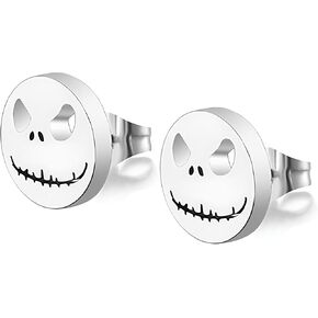 جاك Skellington الجمجمة وأقراط، هالوين الهيكل العظمي رئيس الأذن ترصيع الصغيرة الفولاذ المقاوم للصدأ قبة زر ترصيع المجوهرات in Kuwait