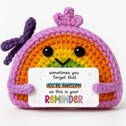 Thank You Gift – Crochet Rainbow Doll with Card “ Make The Difference" – Appreciation Decor for Teacher, Coworker, Boss, Retirement, Farewell, New Beginnings, Thanksgiving, Christmas Ornaments in Saudi Arabia