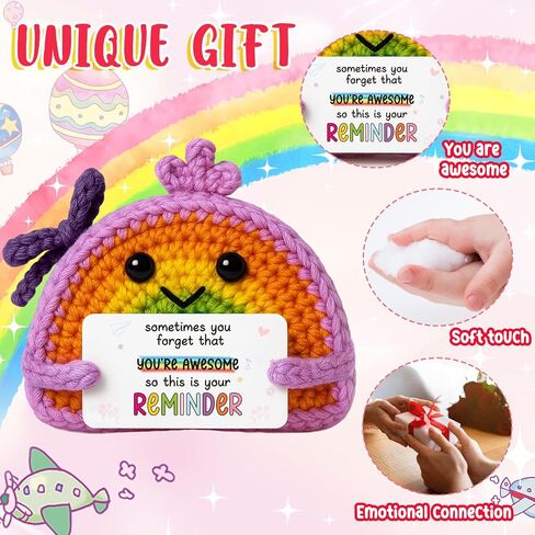 Thank You Gift – Crochet Rainbow Doll with Card “ Make The Difference" – Appreciation Decor for Teacher, Coworker, Boss, Retirement, Farewell, New Beginnings, Thanksgiving, Christmas Ornaments in Saudi Arabia