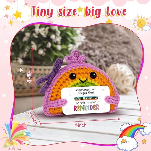 Thank You Gift – Crochet Rainbow Doll with Card “ Make The Difference" – Appreciation Decor for Teacher, Coworker, Boss, Retirement, Farewell, New Beginnings, Thanksgiving, Christmas Ornaments in Saudi Arabia