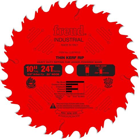 Freud LU87R010: 10" Thin Kerf Rip Blade | With Premium TiCo Hi-Density Carbide Ripping Blend for Maximum Performance, Heavy-Duty For Underpowered Saws. LU87R010 in Kuwait