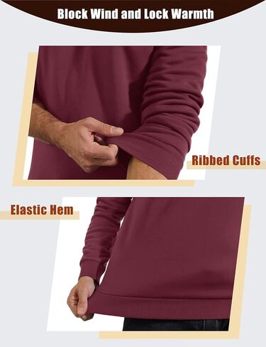KEFITEVD الرجال Crewneck البلوز الدافئة شيربا اصطف بلوزات الثقيلة طويلة الأكمام تي شيرتات قطن الشتاء كنزة صوف in Kuwait