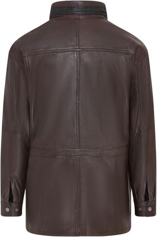 Infinity Leather Men's Classic Green Contrast Soft Supple Suede Buff Overcoat Parka Winter Outdoor Jacket Regular Fit in Kuwait