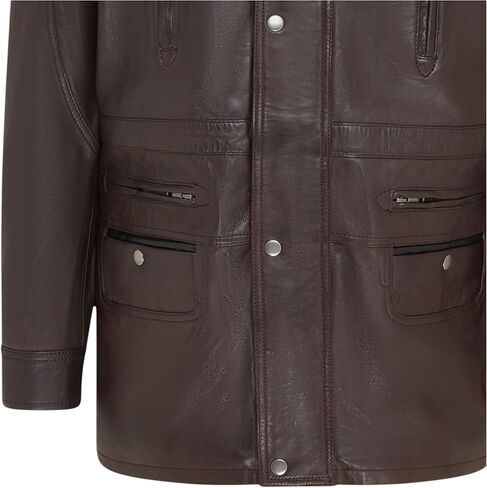 Infinity Leather Men's Classic Green Contrast Soft Supple Suede Buff Overcoat Parka Winter Outdoor Jacket Regular Fit in Kuwait