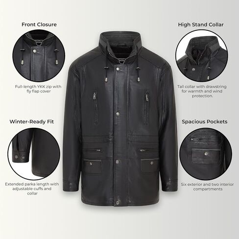 Infinity Leather Men's Classic Green Contrast Soft Supple Suede Buff Overcoat Parka Winter Outdoor Jacket Regular Fit in Saudi Arabia
