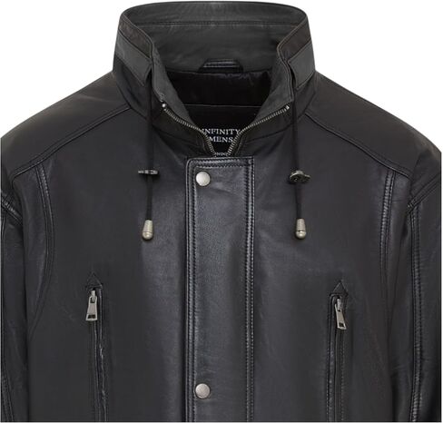 Infinity Leather Men's Classic Green Contrast Soft Supple Suede Buff Overcoat Parka Winter Outdoor Jacket Regular Fit in Saudi Arabia