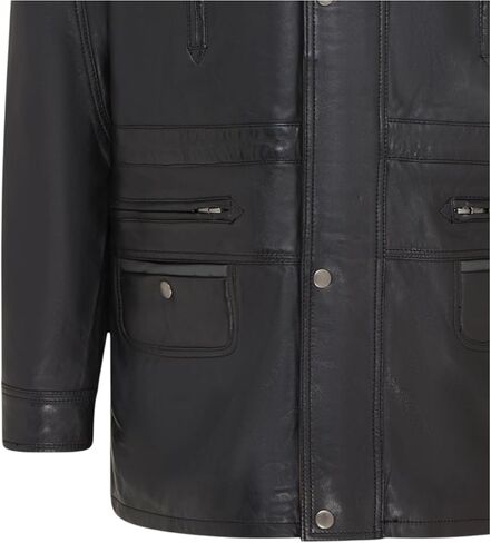 Infinity Leather Men's Classic Green Contrast Soft Supple Suede Buff Overcoat Parka Winter Outdoor Jacket Regular Fit in Saudi Arabia