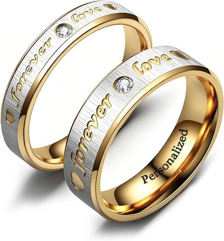 Personalized Ring for Couple Double Color Stripe Pattern Rings Inside Can Engraved Custom Promise Wedding Engagement Rings Titanium Steel 6MM 4MM 6-13# in Saudi Arabia