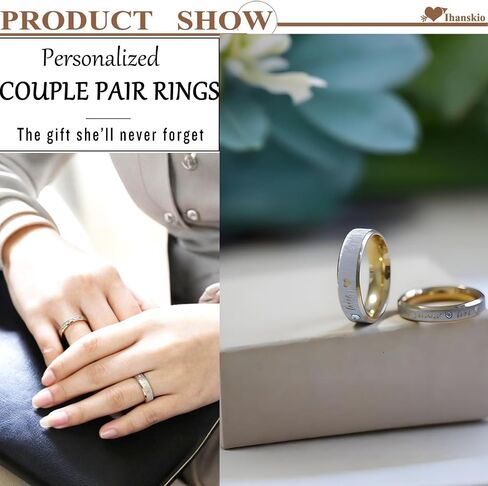 Personalized Ring for Couple Double Color Stripe Pattern Rings Inside Can Engraved Custom Promise Wedding Engagement Rings Titanium Steel 6MM 4MM 6-13# in Saudi Arabia