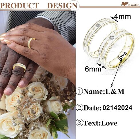 Personalized Ring for Couple Double Color Stripe Pattern Rings Inside Can Engraved Custom Promise Wedding Engagement Rings Titanium Steel 6MM 4MM 6-13# in Saudi Arabia