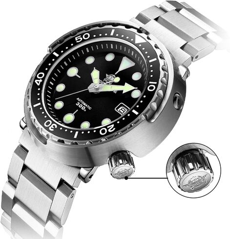ADDIESDIVE Scuba Mens Diving Watch Automatic Diver 300M 47.5MM Big Black Analog Luminescent Chromalight Dial in Kuwait