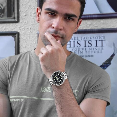 ADDIESDIVE Scuba Mens Diving Watch Automatic Diver 300M 47.5MM Big Black Analog Luminescent Chromalight Dial in Kuwait