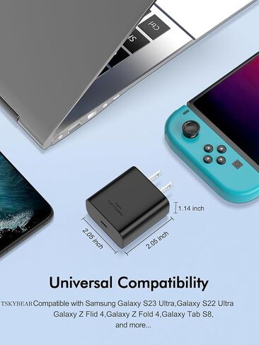 شاحن سامسونج فائق السرعة 45 وات USB-C من النوع C لهاتف Samsung Galaxy S22 Ultra/S22+/S22/S21 Ultra/S21+/S21/S20/Note 20/10+/S7/S7+/S8/S8+، جالاكسي تاب والمزيد (5.9 قدم) الكابل متضمن) in Saudi Arabia