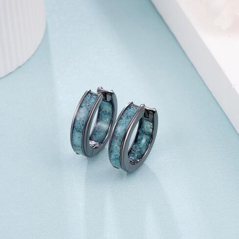 Viking Hoop Earrings 925 Sterling Silver Carving Earrings Black Vintage Hoop Earrings for Men Women in Saudi Arabia