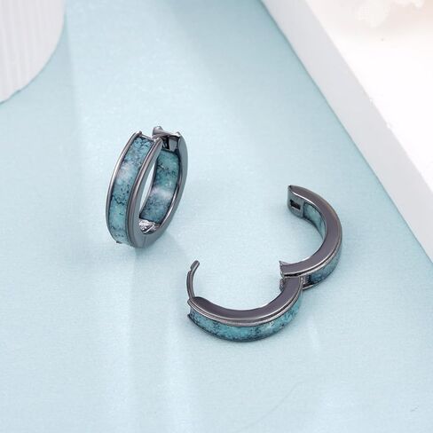 Viking Hoop Earrings 925 Sterling Silver Carving Earrings Black Vintage Hoop Earrings for Men Women in Saudi Arabia