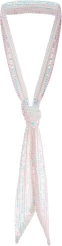 Silver Sparkling Scarf for Women Glitter Scarf with Sequins Long Necktie Belt for Halloween Party Prom Wedding Daily in Saudi Arabia