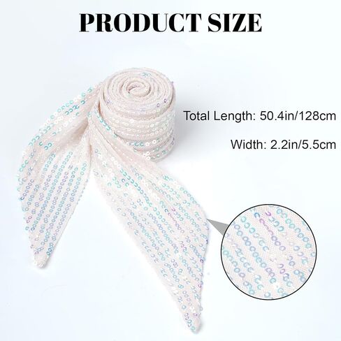 Silver Sparkling Scarf for Women Glitter Scarf with Sequins Long Necktie Belt for Halloween Party Prom Wedding Daily in Saudi Arabia