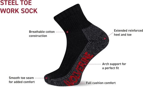 Wolverine Men's 2 Pack Steel Toe Quarter Socks in Saudi Arabia