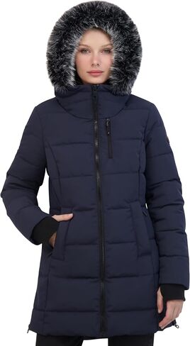 Nautica womens Heavyweight Puffer Jacket With Faux Fur Lined Hood in Saudi Arabia
