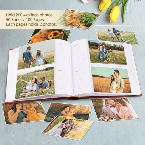 Golden State Art Photo Album holds 4x6 200 Horizontal Pictures with Memo Space, Leather Vintage Cover for Wedding Family Christmas(Brown) in Saudi Arabia