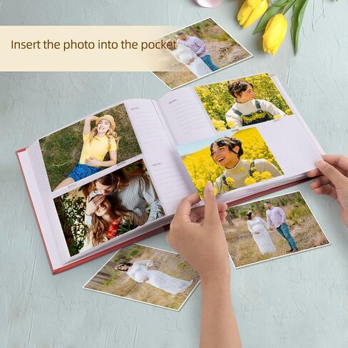 Golden State Art Photo Album holds 4x6 200 Horizontal Pictures with Memo Space, Leather Vintage Cover for Wedding Family Christmas(Brown) in Saudi Arabia