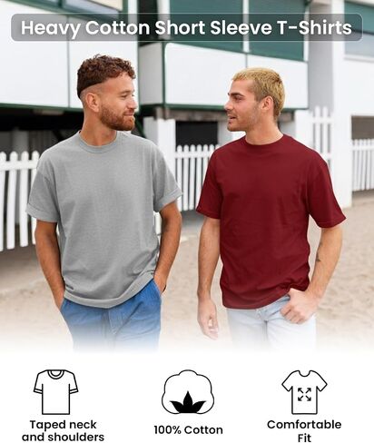 JustBlanks - Short Sleeve Shirt for Men Soft Cotton Lightweight Solid Plain T Shirts for Men Crewneck Tee Shirt in Kuwait