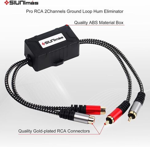 Pro RCA 2 قنوات تصميم عازل للحلقة الأرضية مع سلك مجدول من النايلون للسيارة والمسرح المنزلي باستخدام فلتر الضوضاء مع صندوق ABS متين (SIM-2CH-RCA01A) in Kuwait
