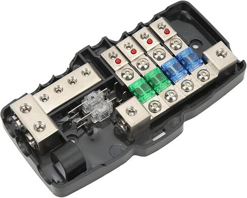 كتلة توزيع الطاقة المنصهرة، كتلة مصهر MIDI 4 اتجاهات مع مؤشر LED أحمر وموصلات مطلية، لنظام صوت السيارة، لوحة شمسية، بطارية شاحنة، مقطورة UTV قارب بحري in Saudi Arabia