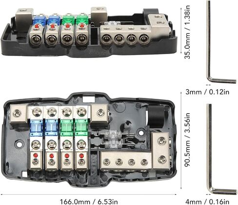 كتلة توزيع الطاقة المنصهرة، كتلة مصهر MIDI 4 اتجاهات مع مؤشر LED أحمر وموصلات مطلية، لنظام صوت السيارة، لوحة شمسية، بطارية شاحنة، مقطورة UTV قارب بحري in Saudi Arabia