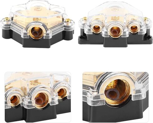 3 Way Power Distribution Block, 1 in 3 Out Power Distributor with Plated Brass Construction and Cover, for Auto Car Boat Audio System Amplifier in Saudi Arabia