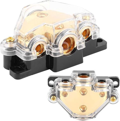 3 Way Power Distribution Block, 1 in 3 Out Power Distributor with Plated Brass Construction and Cover, for Auto Car Boat Audio System Amplifier in Saudi Arabia