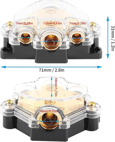 3 Way Power Distribution Block, 1 in 3 Out Power Distributor with Plated Brass Construction and Cover, for Auto Car Boat Audio System Amplifier in Saudi Arabia