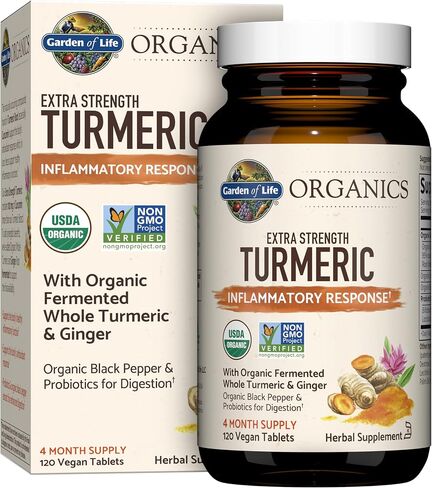 Garden of Life Organics قوة إضافية الكركم الاستجابة الالتهابية 60 أقراص-100 ملغ من الكركمين (95 ٪ الكركمينويد) الفلفل الأسود ، البروبيوتيك ، العضوية غير المعدلة وراثيا نباتية خالية من الغلوتين in Saudi Arabia