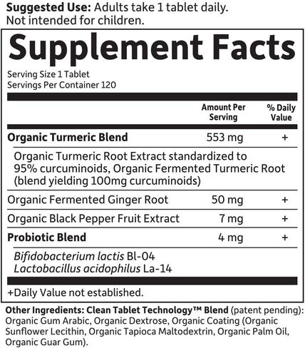 Garden of Life Organics قوة إضافية الكركم الاستجابة الالتهابية 60 أقراص-100 ملغ من الكركمين (95 ٪ الكركمينويد) الفلفل الأسود ، البروبيوتيك ، العضوية غير المعدلة وراثيا نباتية خالية من الغلوتين in Saudi Arabia
