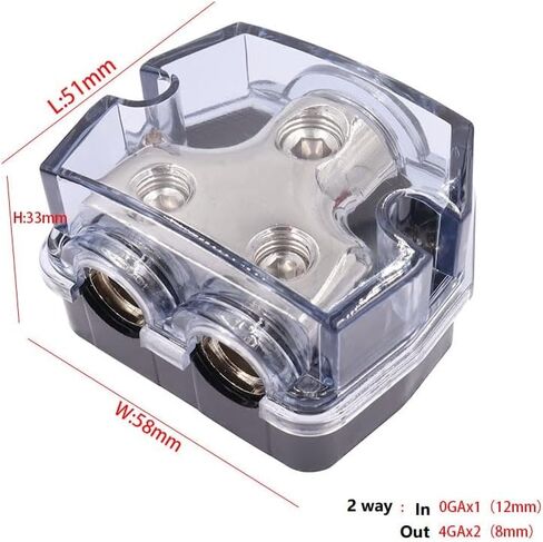 Rayne's World Blue 2 Way Power Distribution Block 0-4 Gauge in 4-8 Gauge Out for Audio Wiring in Cars, Boats, Campers | for use with Ground or Power Wires in Saudi Arabia