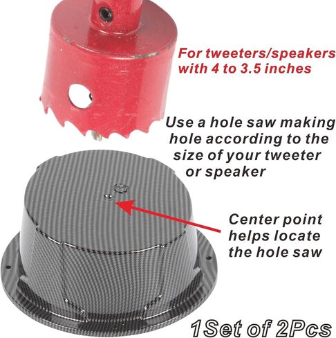 2PCS 4'' to 3.5'' Universal Speaker Tweeter Boxes for UTV ATV RV Boat Trunk Trailer Golf Cart Marine Speaker Enclosures Pods Mount Spacer Rear Deck Kick Panel Box (Carbon Fiber Style, 4 to 3.5inch) in Saudi Arabia