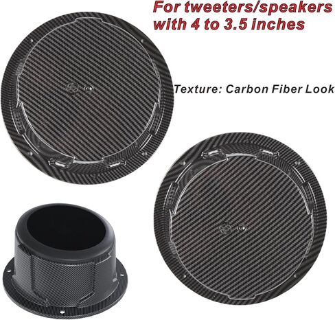 2PCS 4'' to 3.5'' Universal Speaker Tweeter Boxes for UTV ATV RV Boat Trunk Trailer Golf Cart Marine Speaker Enclosures Pods Mount Spacer Rear Deck Kick Panel Box (Carbon Fiber Style, 4 to 3.5inch) in Saudi Arabia