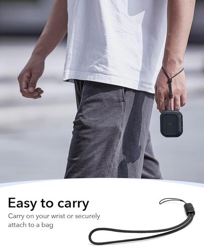 حافظة ESR لـ AirPods Pro 2، متوافقة مع حافظة Airpods Pro الجيل الثاني / الأول (2023/2022/2019)، متوافقة مع MagSafe، غطاء حماية كامل من السقوط بحبل، أسود in Kuwait