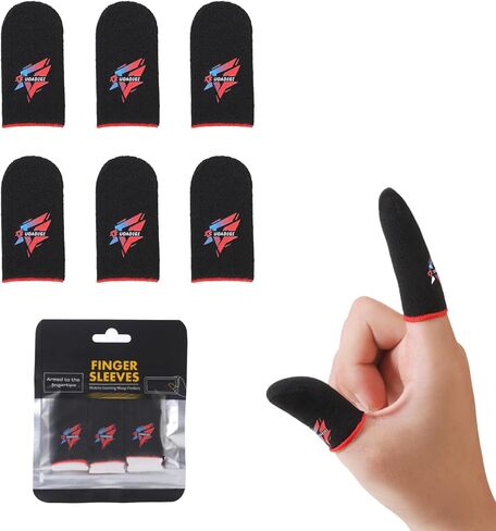 واقي إبهام لشاشة لمس ناعمة لأصابع الألعاب، ملحقات وحدة تحكم الألعاب المحمولة مقاومة للعرق، أسود (أكمام أصابع سوداء (6 قطع)) in Kuwait